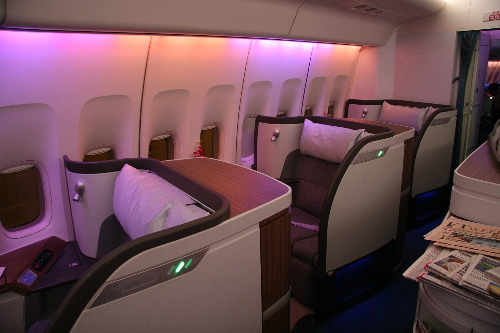 Row of premium cabin suites