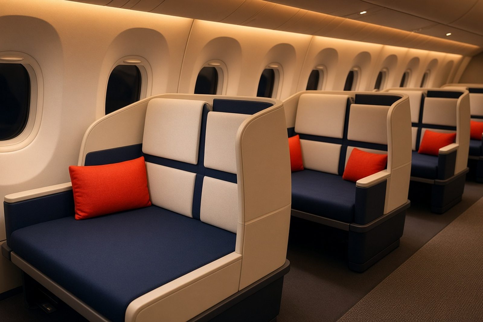 Row of premium cabin suites